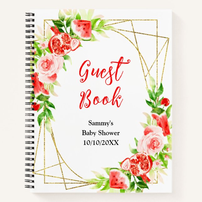 Cuaderno Watermelon y Pomegranate Baby Shower Guest Book (Anverso)