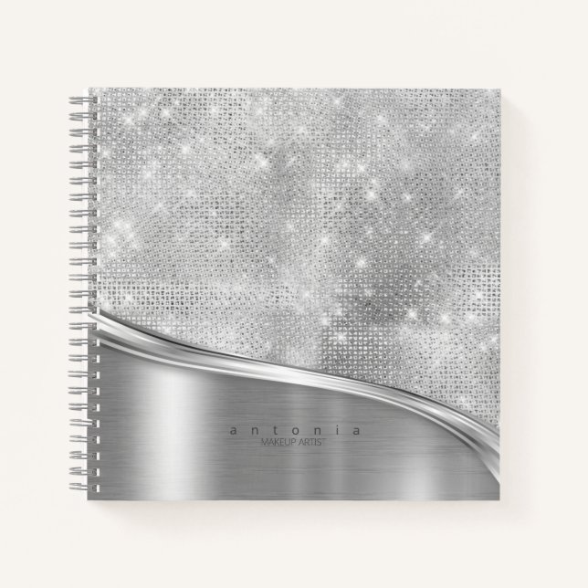 Cuaderno Wave Silver metalizado y Purpurina ID807 (Anverso)