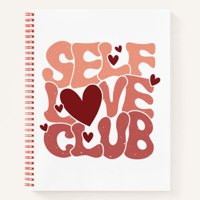 Cuaderno Wavy 70s Font "Self Love Club" Hearts (Anverso)