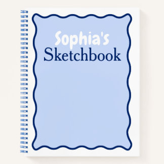 Cuaderno Wavy Curve Modern Nombre Personalizado Sketchbook