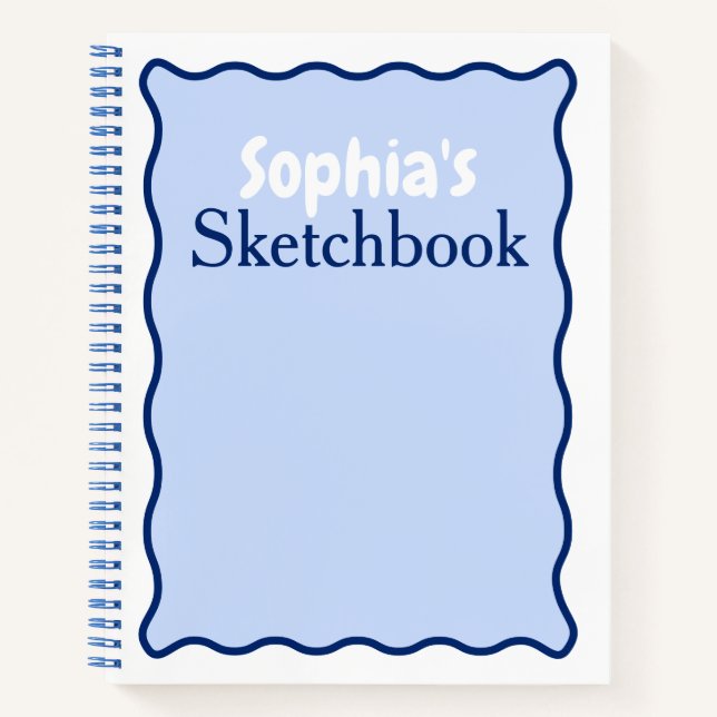 Cuaderno Wavy Curve Modern Nombre Personalizado Sketchbook (Anverso)