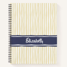 Wavy Painterly Stripes Naval y Crema con Nombre