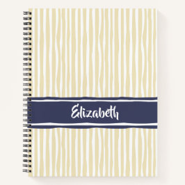 Cuaderno Wavy Painterly Stripes Naval y Crema con Nombre
