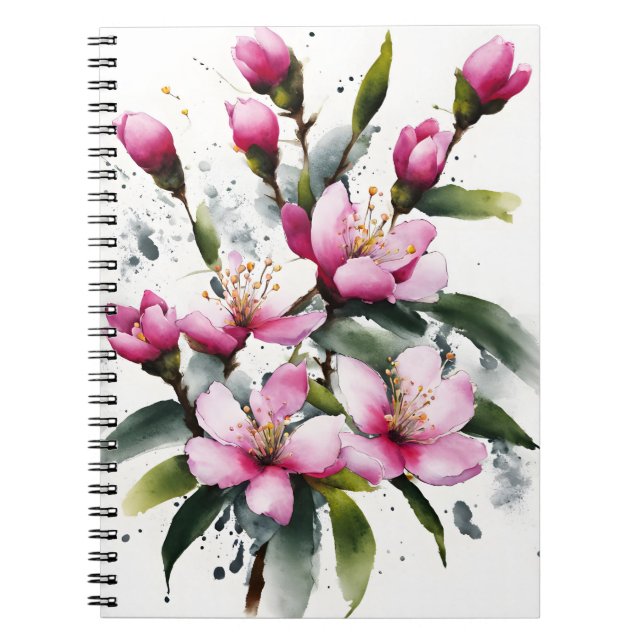 Cuaderno Waxflower - Flores acuarela (Frente)