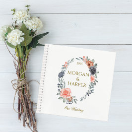 Cuaderno Wedding Guest Book with Soft Peach & Blue Flowers
