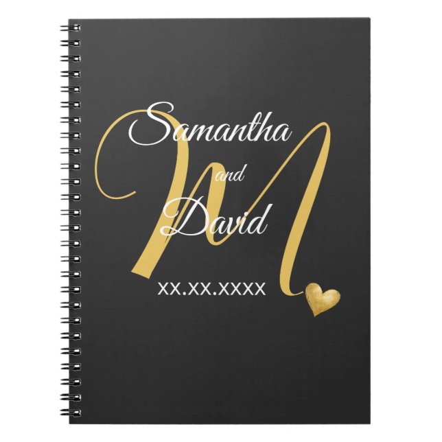 Cuaderno Wedding Monogram Design with Names and Date (Frente)