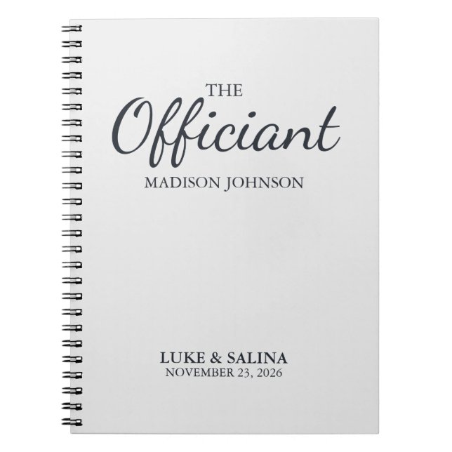 Cuaderno Wedding Officiant Ceremony Personalized Elegant (Frente)