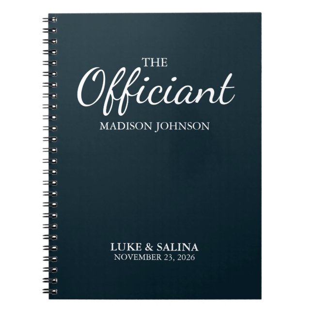 Cuaderno Wedding Officiant Ceremony Personalized Elegant (Frente)