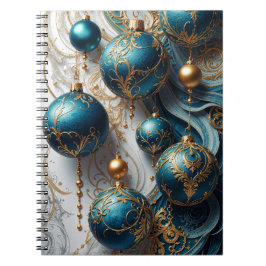 Cuaderno Weihnachtskugeln Blau Gold Festzauber