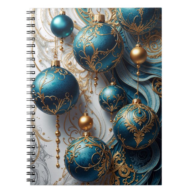 Cuaderno Weihnachtskugeln Blau Gold Festzauber (Frente)