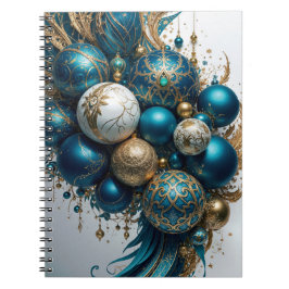 Cuaderno Weihnachtskugeln Gold Blau Luxus Fest