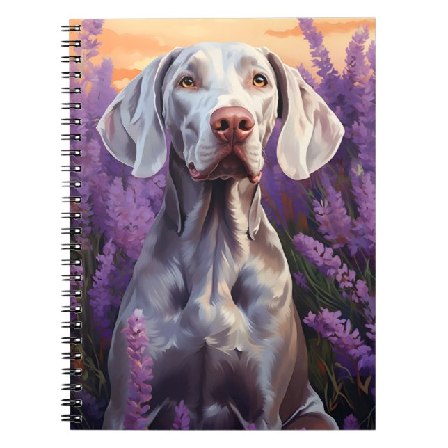 Cuaderno Weimaraner en el campo Lavender (Frente)