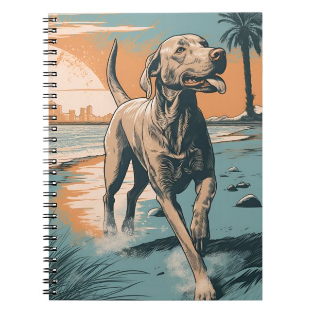 Cuaderno Weimaraner en la playa (Frente)