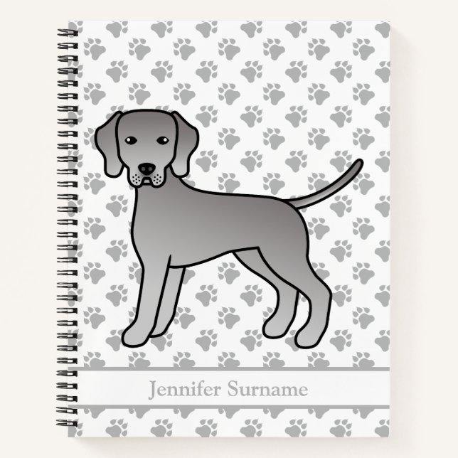 Cuaderno Weimaraner Perro De Dibujos Animados Lindo & Texto (Anverso)