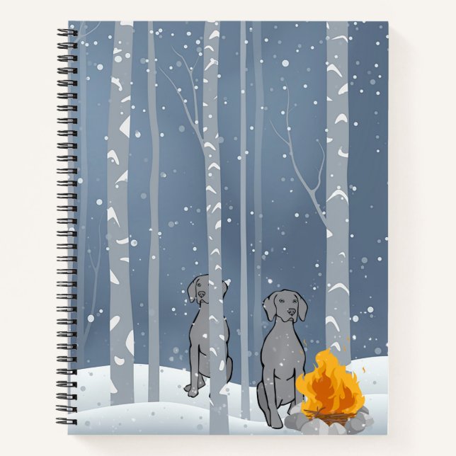 Cuaderno Weims de invierno en cuentacuentos de árboles birc (Anverso)