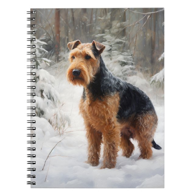 Cuaderno Welsh Terrier deja que nieve Navidades (Frente)