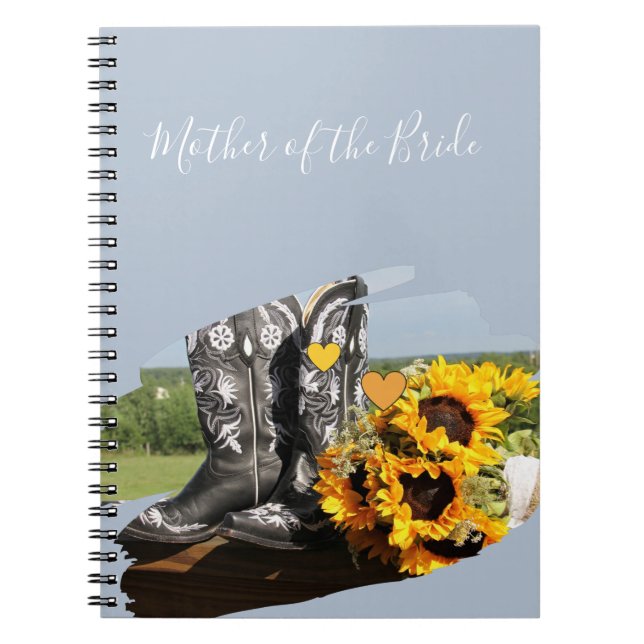 Cuaderno Western Boots Sunflowers Boda Rústica (Frente)