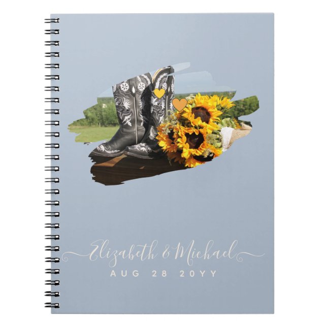 Cuaderno Western Boots Sunflowers Boda Rústica (Frente)