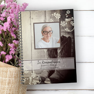 Cuaderno Western Cowboy Boots Funeral Memorial Guest Book