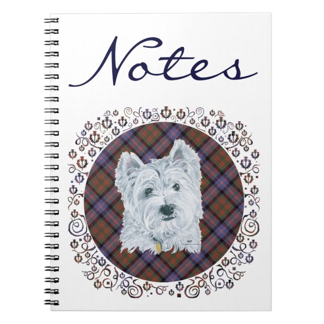Cuaderno Westie sobre Tartán (Frente)
