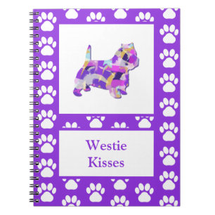 Cuaderno Westie Terrier Dog Cute Silhouette Paw PurplePY&B