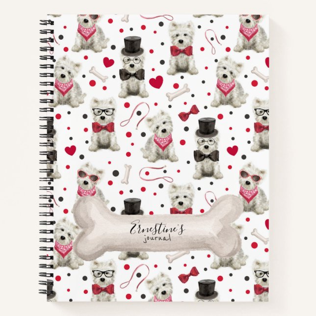 Cuaderno Westies Blancos con Accesorios Personalizados (Anverso)