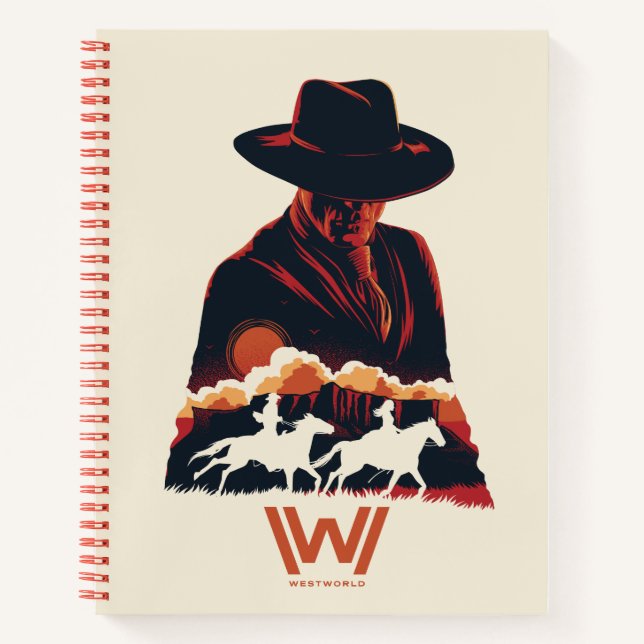 Cuaderno Westworld | Hombre con silueta del desierto negro (Anverso)