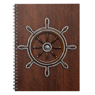 Cuaderno Wet Nautical Mahogany Nautical Wheel