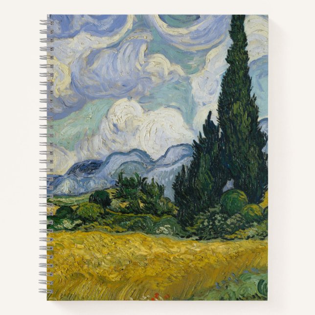 Cuaderno Wheat Field with Cypresses, Oil Painting, Van Gogh (Anverso)
