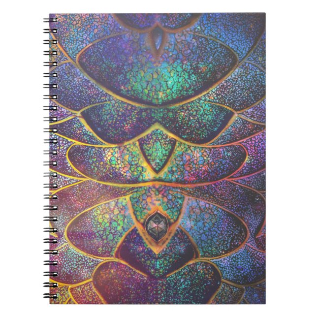 Cuaderno Whimsical Abstract Dragon Scales Cool Fractal Art (Frente)