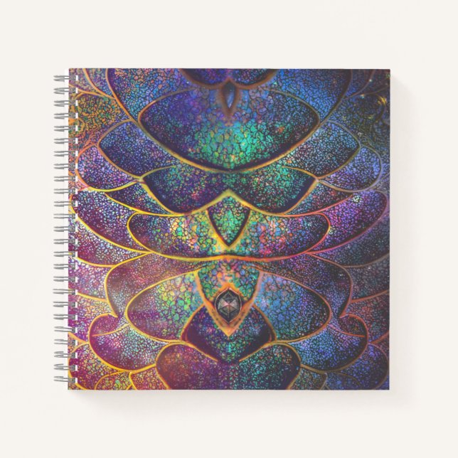 Cuaderno Whimsical Abstract Dragon Scales Cool Fractal Art (Anverso)