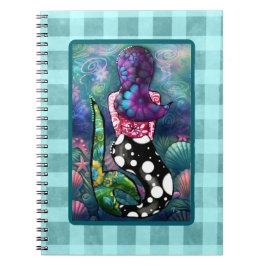 Cuaderno Whimsical Abstract Mermaid Nautical Teal Seashells