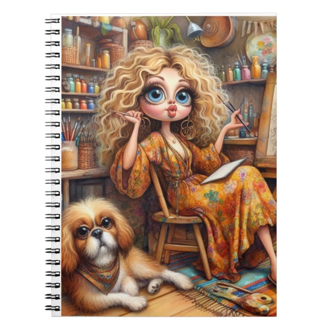 Cuaderno Whimsical Artist Girl Spiral Notebook  (Frente)