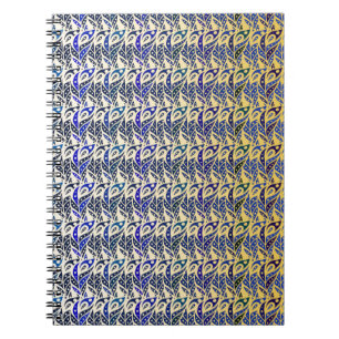 Cuaderno Whimsical blue and gold peacock feather pattern