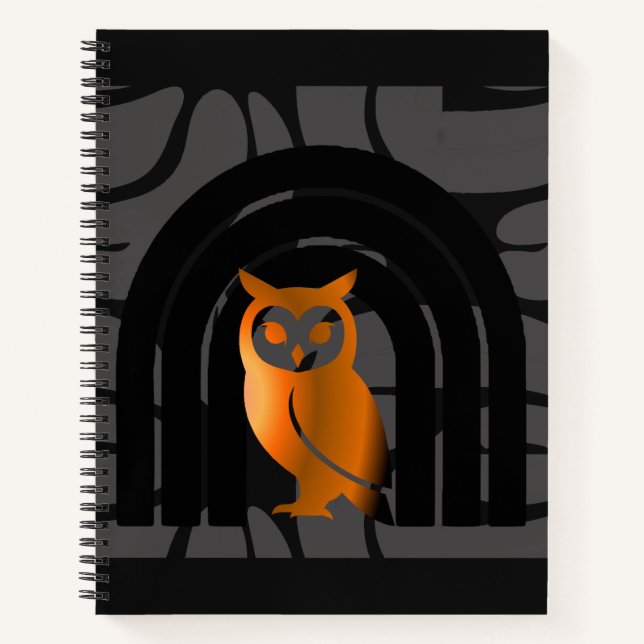 Cuaderno Whimsical Boho Owl & Tropical Monstera Leaf (Anverso)