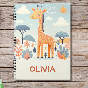 Cuaderno Whimsical burra de jirafa en Sabana