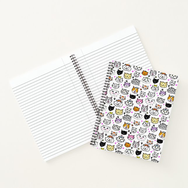 Cuaderno Whimsical Cat Faces Pattern (Interior)