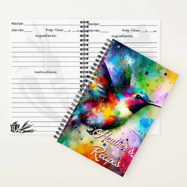 Cuaderno Whimsical Colorous Hummingbird Bird Personalizado (Interior)