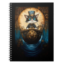 Cuaderno Whimsical Cute Steampunk Cat En El Barco G7