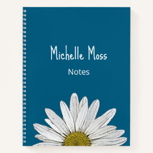 Cuaderno Whimsical Daisy Boho Botánico Simple Azul