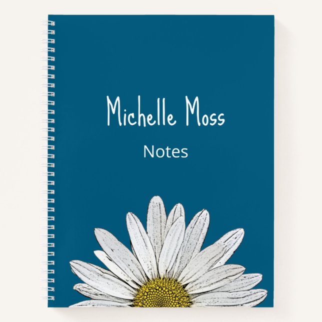 Cuaderno Whimsical Daisy Boho Botánico Simple Azul (Anverso)