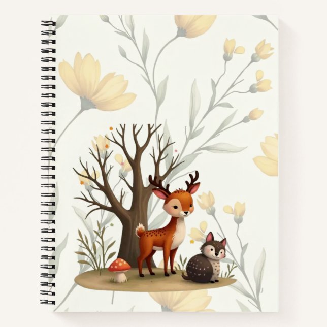 Cuaderno Whimsical Deer & Hedgehog Deluxe Spiral Notebook (Anverso)