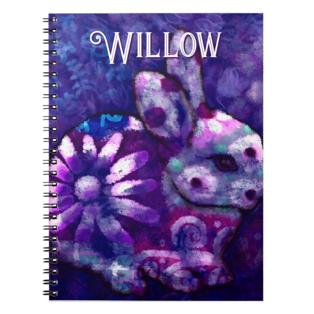 Cuaderno Whimsical Floral Bunny Rabbit Personalizado (Frente)