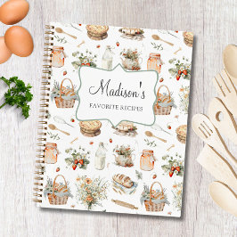 Cuaderno Whimsical Floral Strawberry Recipe Cookbook