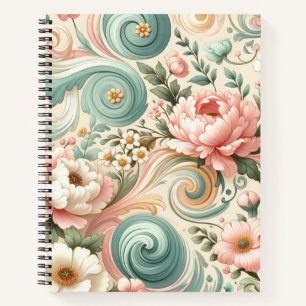 Cuaderno Whimsical Floral Swirls en Pastel