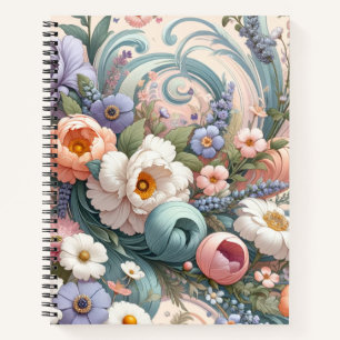 Cuaderno Whimsical Floral Swirls en Pastel