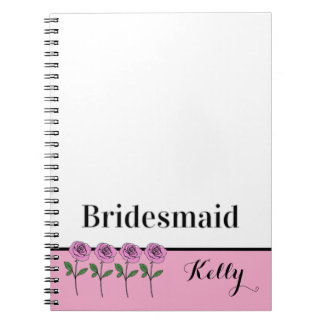 Cuaderno Whimsical Hand Drawn Pink Roses Bridesmaid