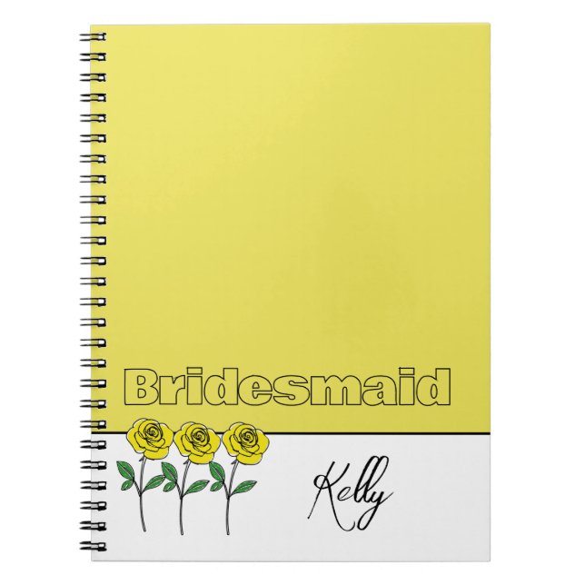 Cuaderno Whimsical Hand Drawn Yellow Roses (Frente)