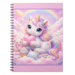 Cuaderno Whimsical Kawaii Unicorn & Friends Pastel Cloud