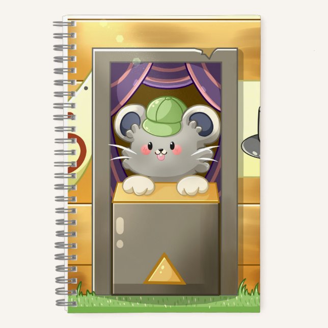 Cuaderno Whimsical Mouse Vendor – Cute Hat Booth Character  (Anverso)